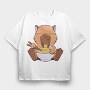 Capybara Eating Ramen Capibara, Tricou Oversize Barbati (Unisex)
