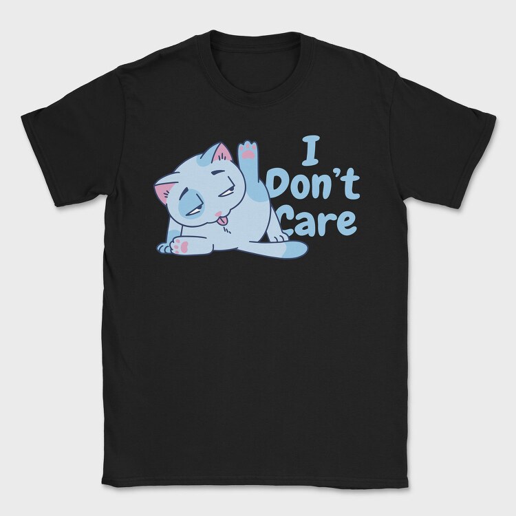Cartoon Cat Licking I Don T Care, Tricou Barbati (Unisex)