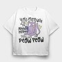 Cartoon Cat With Gun Meow Peow, Tricou Oversize Barbati (Unisex)
