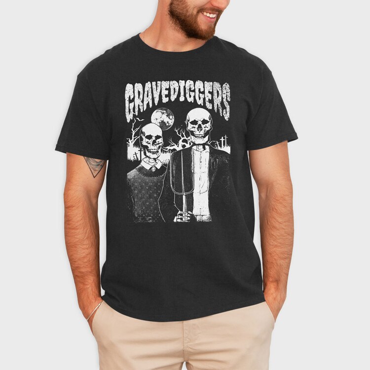 American Gothic Skull, Tricou Barbati (Unisex)