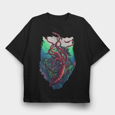 Octopus Abyss, Tricou Oversize Barbati (Unisex)