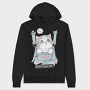 Cat In Jeans Vibes, Hanorac Oversize Barbati (Unisex)
