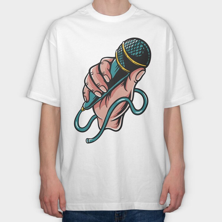 Microphone Fist Grip, Tricou Oversize Barbati (Unisex)