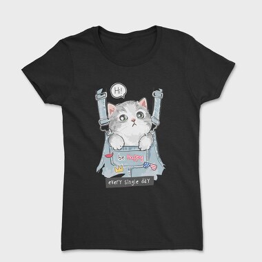 Cat In Jeans Vibes, Tricou Femei