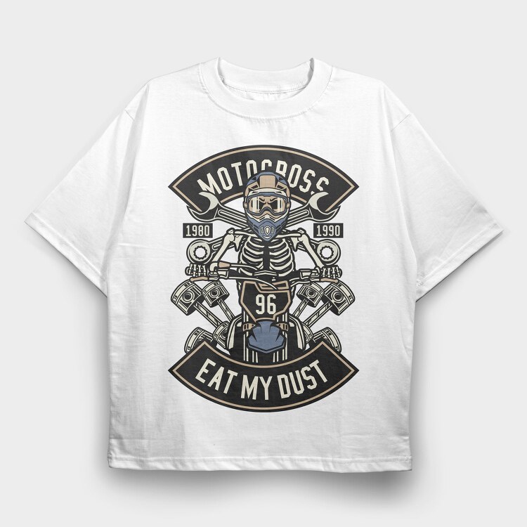 Motocross Skeleton Racer, Tricou Oversize Barbati (Unisex)