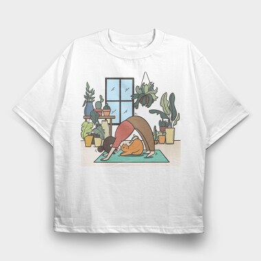 Yoga Cat Zen Studio, Tricou Oversize Barbati (Unisex)