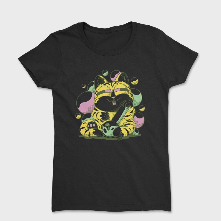 Cannabis Bong Cat Stoner, Tricou Femei