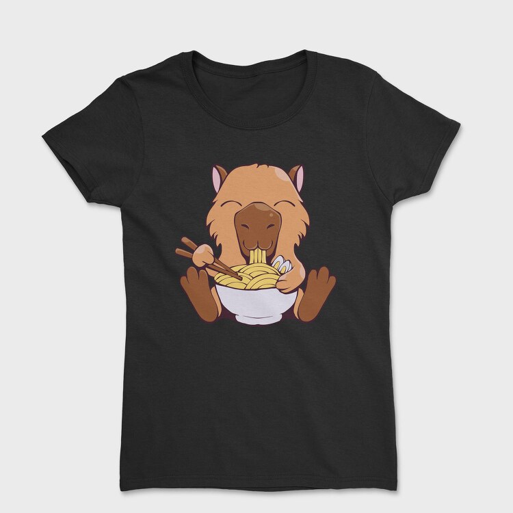 Capybara Eating Ramen Capibara, Tricou Femei