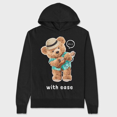 Hawaiian Bear Strumming, Hanorac Oversize Barbati (Unisex)