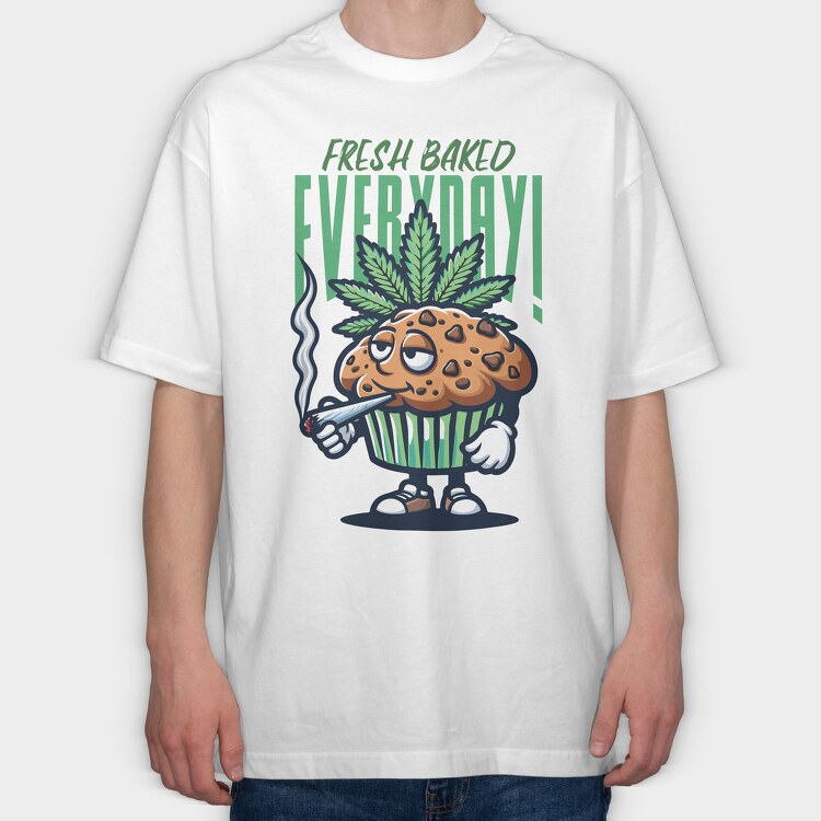 Cannabis Muffin Fresh Baked, Tricou Oversize Barbati (Unisex)