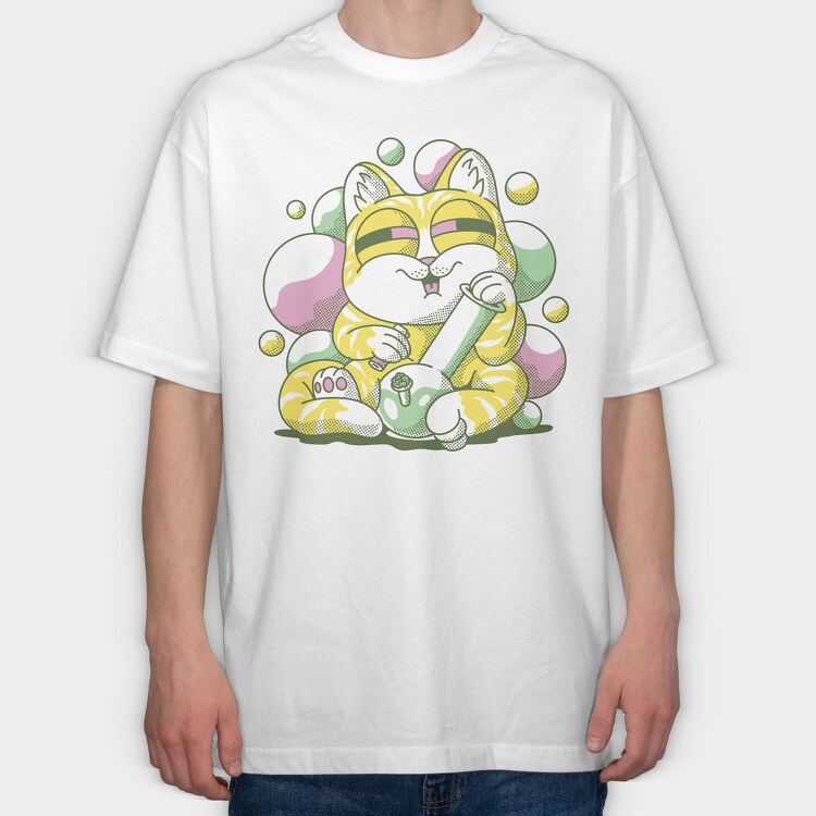 Cannabis Bong Cat Stoner, Tricou Oversize Barbati (Unisex)