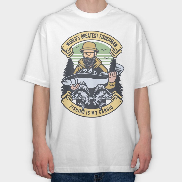 Fishing Cardio Fisherman, Tricou Oversize Barbati (Unisex)
