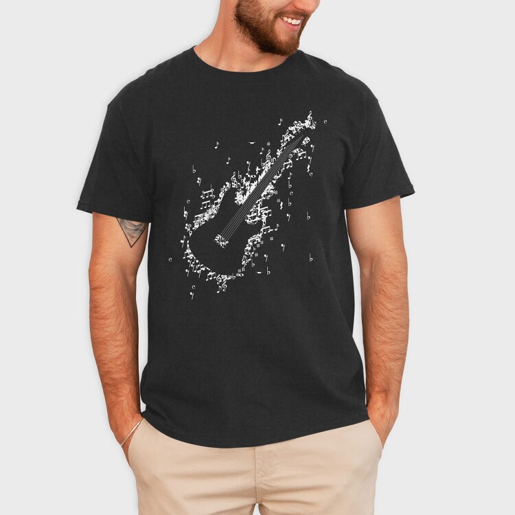 Electric Guitar Formed by Notes and Signs, Tricou Barbati (Unisex)
