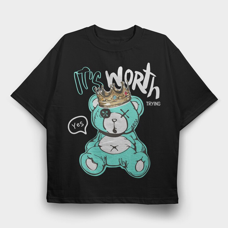 Royal Teddy Yes, Tricou Oversize Barbati (Unisex)
