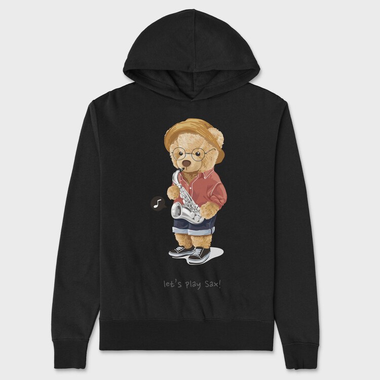 Saxophone Bear Jam, Hanorac Oversize Barbati (Unisex)