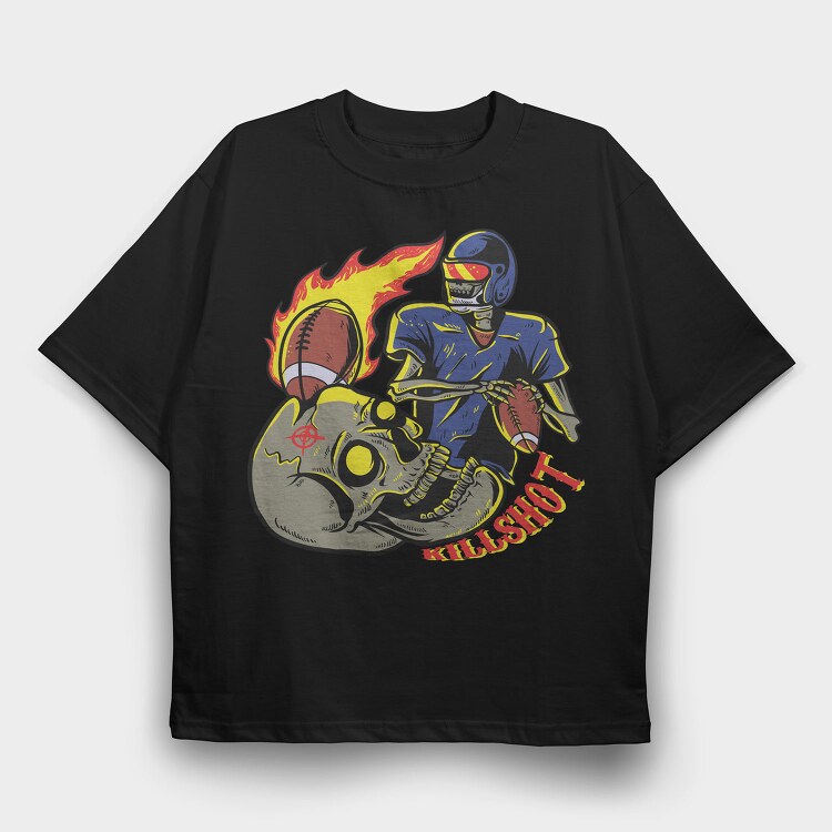 Football Fire Skull, Tricou Oversize Barbati (Unisex)