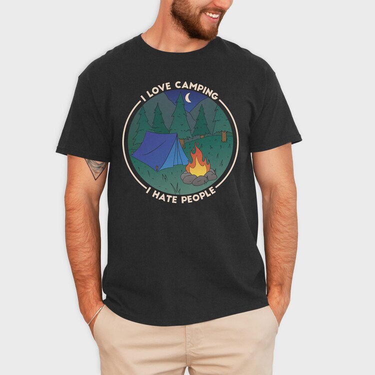 Love Camping Hate People, Tricou Barbati (Unisex)
