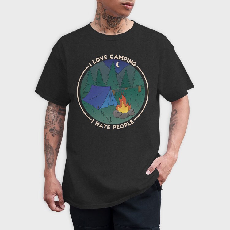 Love Camping Hate People, Tricou Barbati (Unisex)