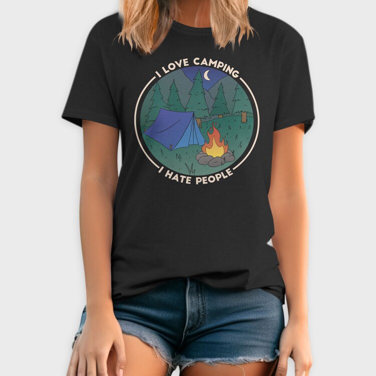 Love Camping Hate People, Tricou Barbati (Unisex)