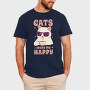 Cats Make Me Happy Coffee, Tricou Barbati (Unisex)