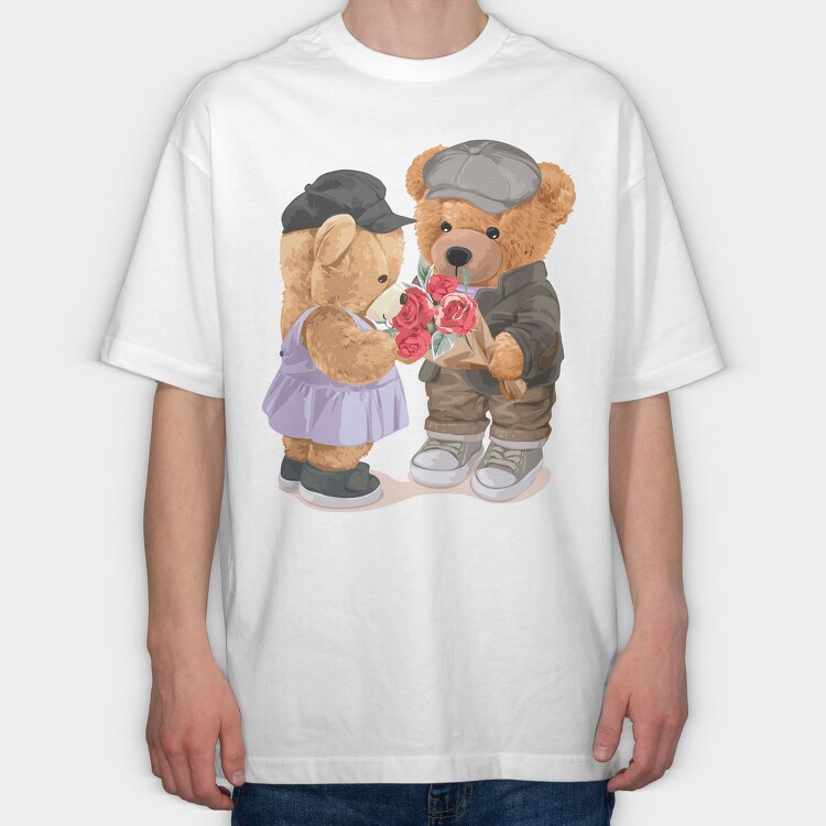 Teddy Love Bouquet, Tricou Oversize Barbati (Unisex)