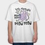 Cartoon Cat With Gun Meow Peow, Tricou Oversize Barbati (Unisex)