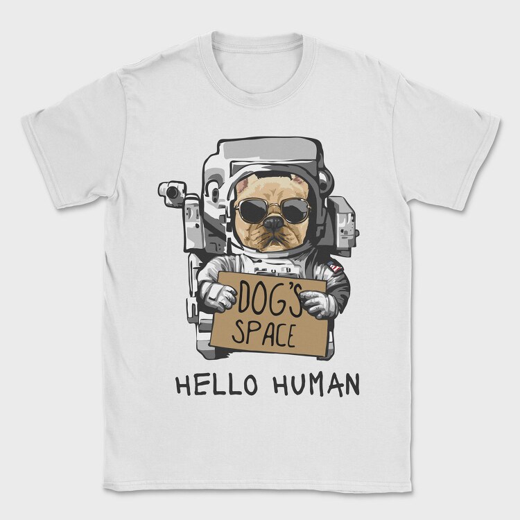 Dog Astronaut Hello, Tricou Barbati (Unisex)