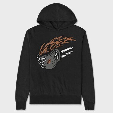 Burning Coffee Cup, Hanorac Oversize Barbati (Unisex)