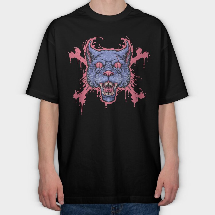 Bloodthirsty Feline Roar, Tricou Oversize Barbati (Unisex)