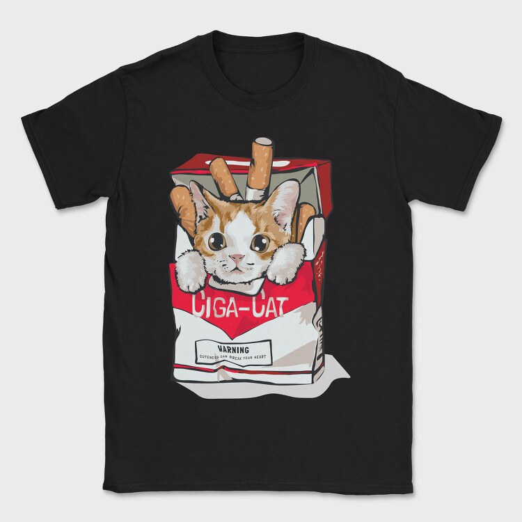 Cigarette Cat Warning, Tricou Barbati (Unisex)
