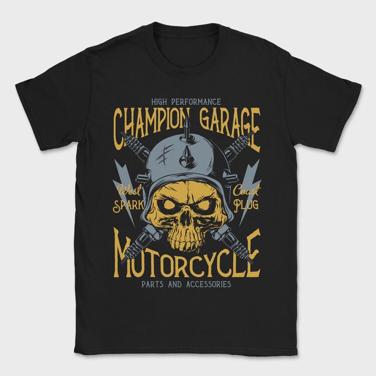 Champion Garage Motorcycle, Tricou Barbati (Unisex)