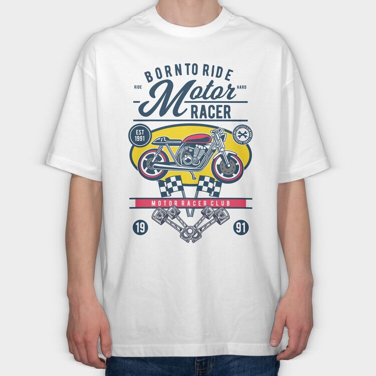 Born To Ride Racer, Tricou Oversize Barbati (Unisex)