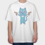 Cartoon Cat With Guns Pew Pew, Tricou Oversize Barbati (Unisex)