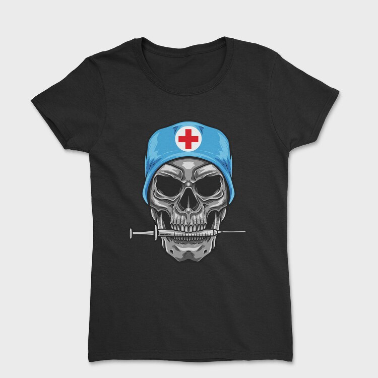 Skull Nurse Syringe, Tricou Femei