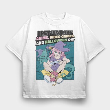 Halloween Gaming Witch, Tricou Oversize Barbati (Unisex)