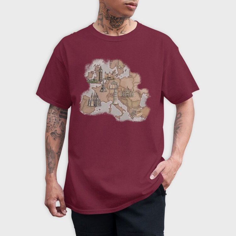 Europe Map, Tricou Barbati (Unisex)