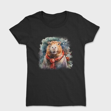 Capybara Christmas Throw Pillow, Tricou Femei