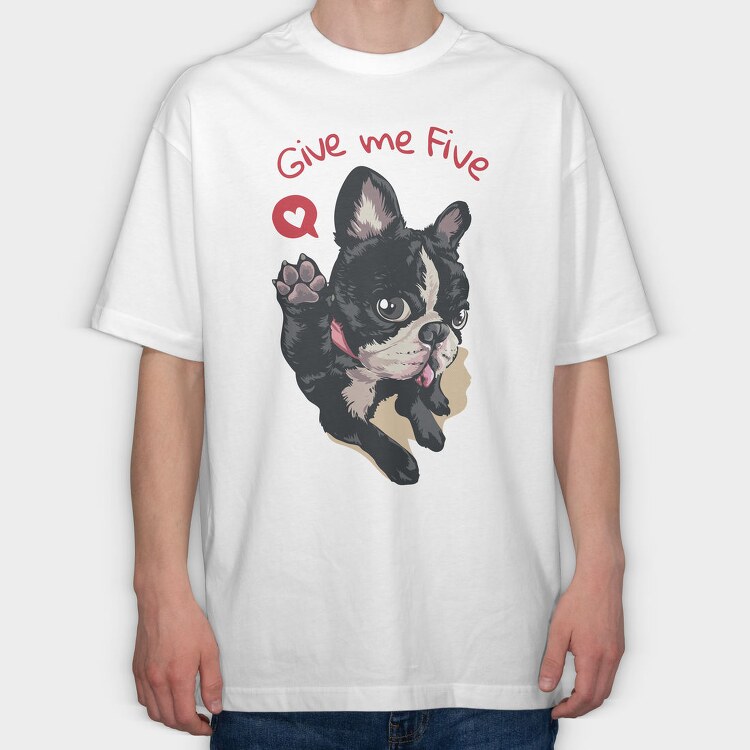 Frenchie Five Love, Tricou Oversize Barbati (Unisex)