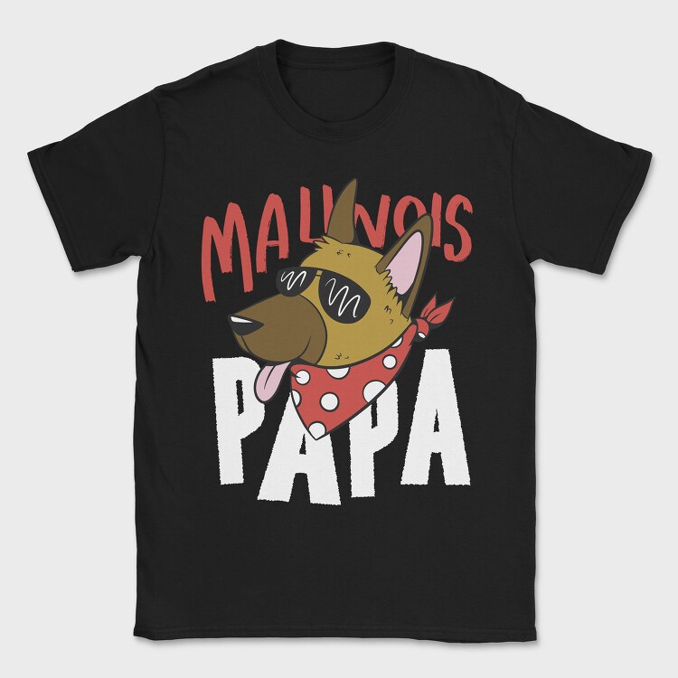 Cartoon Dog With Sunglasses Malinois Papa, Tricou Barbati (Unisex)
