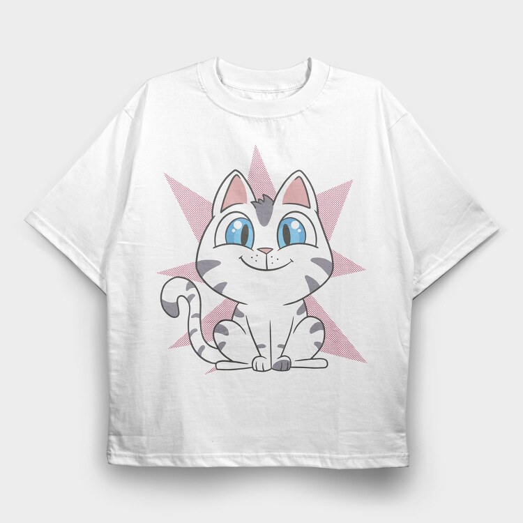 Cartoon Kitten, Tricou Oversize Barbati (Unisex)