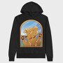 Cartoon Labrador Dog In Window Glass, Hanorac Oversize Barbati (Unisex)