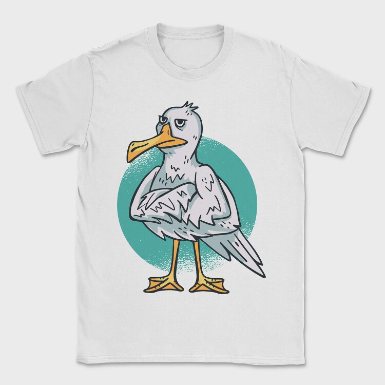 Cartoon Seagull Bird Angry, Tricou Barbati (Unisex)