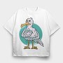 Cartoon Seagull Bird Angry, Tricou Oversize Barbati (Unisex)