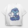 Cartoon Sloth With Coffee Drink, Tricou Oversize Barbati (Unisex)