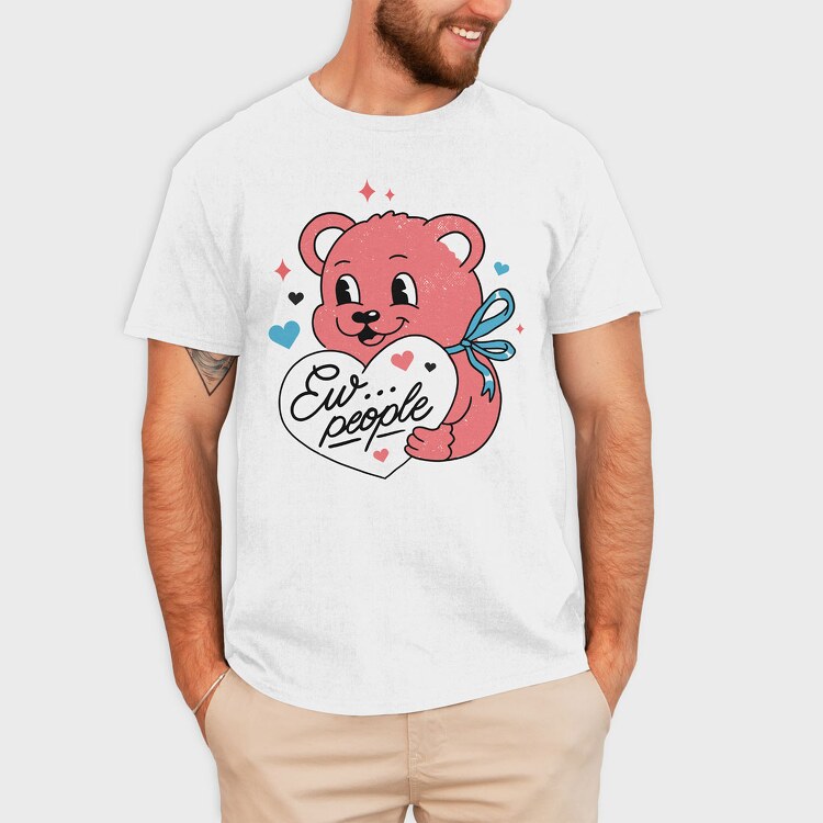 Ew People Pink Teddy, Tricou Barbati (Unisex)