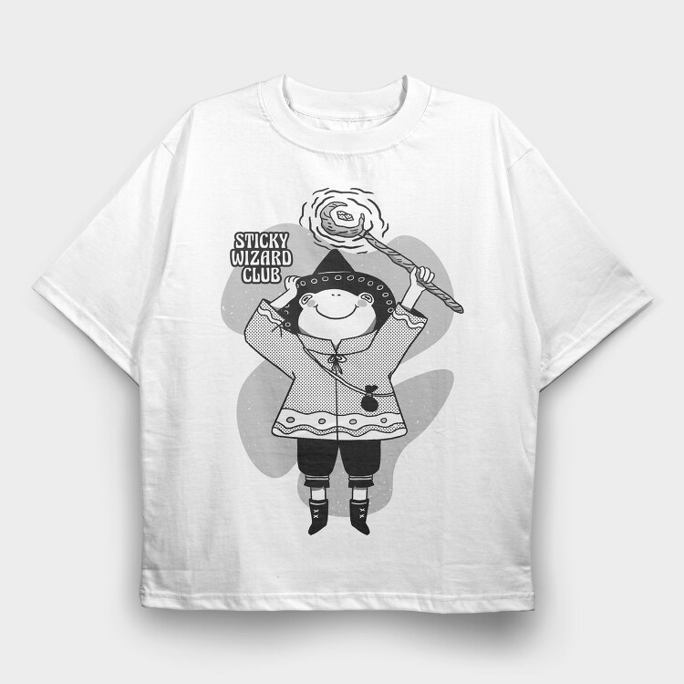 Cartoon Wizard Frog Fantasy Sticky Club, Tricou Oversize Barbati (Unisex)