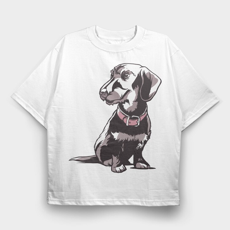 Dwarf Dachshund, Tricou Oversize Barbati (Unisex)