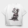 Dwarf Dachshund, Tricou Oversize Barbati (Unisex)