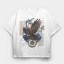 Eagle Bird Flying And Collage Darccollage, Tricou Oversize Barbati (Unisex)