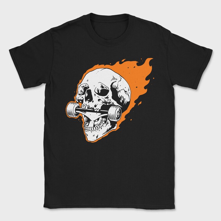 Burning Skull Roller, Tricou Barbati (Unisex)